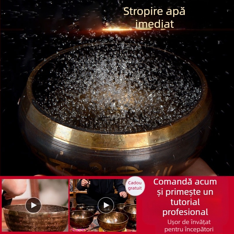 Vas budist de sunet pentru recitarea sutrelor și terapie prin sunet — vas de meditație din bronz, brand Yidian auspicious color