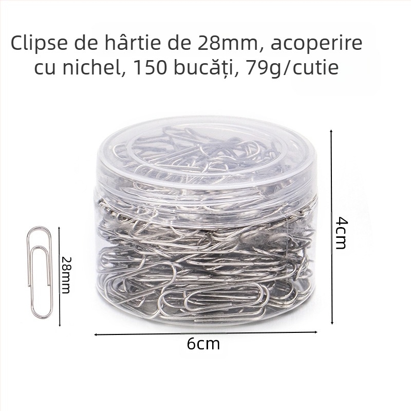 Clipsuri de hârtie metalice cu acoperire din plastic, ambalaj cilindric cu șase compartimente, model 6T-1/6T-2/6T-3