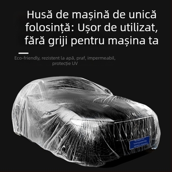 Bymaocar husă auto de unică folosință, film PE transparent, universală pentru autoturisme, greutate 0,2 kg, personalizare disponibilă