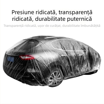 Bymaocar husă auto de unică folosință, film PE transparent, universală pentru autoturisme, greutate 0,2 kg, personalizare disponibilă