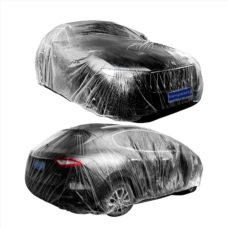 Bymaocar husă auto de unică folosință, film PE transparent, universală pentru autoturisme, greutate 0,2 kg, personalizare disponibilă