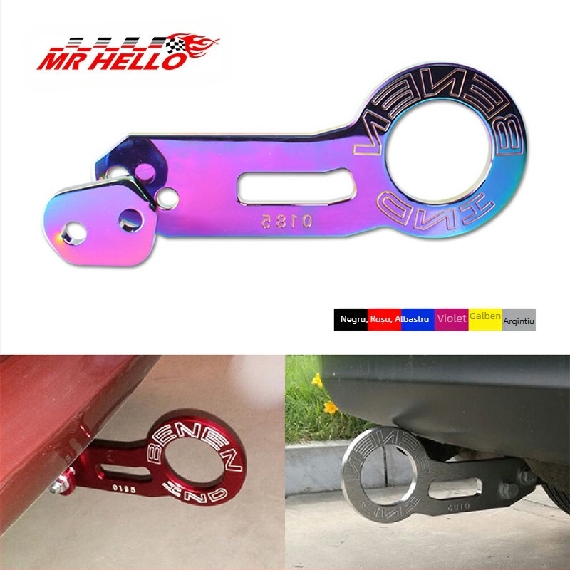 Cârlig de remorcare pentru mașină din aliaj de aluminiu, cu clemă, modelul 001, pentru șanța din spate