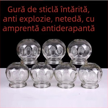 YY Set de cupping din sticlă pentru uz casnic – Unelte de cupping din sticlă, sticlă de înaltă albă, origine: Xuzhou, Jiangsu