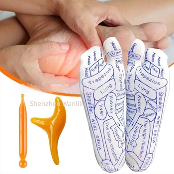 Șosete de reflexologie cu hartă a punctelor de la talpă și masaj al meridianelor, tricotate cu 48 de ace