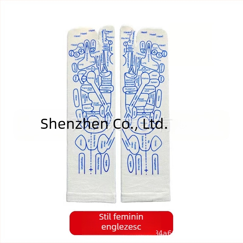 Șosete de reflexologie cu hartă a punctelor de la talpă și masaj al meridianelor, tricotate cu 48 de ace