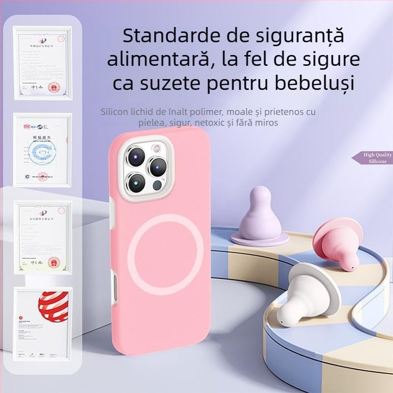 Carcasă pentru iPhone 14 Pro / Pro Max — silicon lichid, design magnetic, protecție anti-cadere, lux portabil