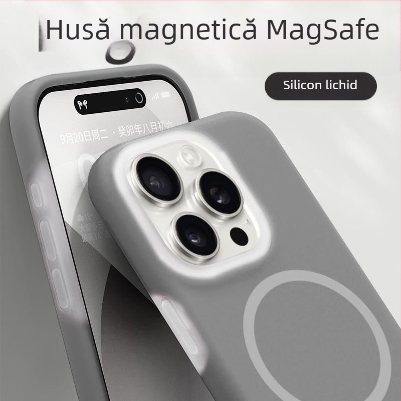 Carcasă pentru iPhone 14 Pro / Pro Max — silicon lichid, design magnetic, protecție anti-cadere, lux portabil
