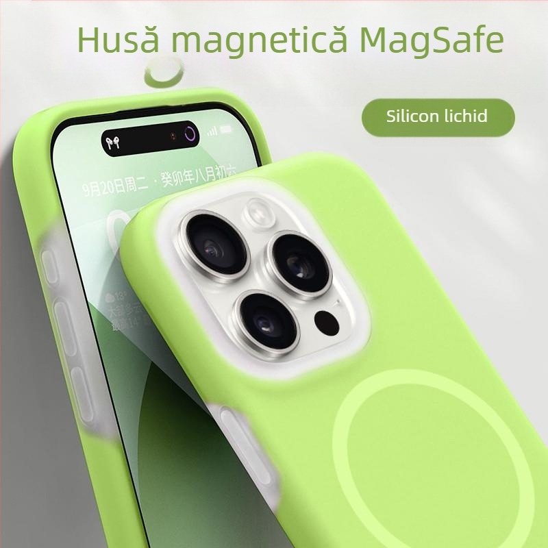 Carcasă pentru iPhone 14 Pro / Pro Max — silicon lichid, design magnetic, protecție anti-cadere, lux portabil