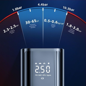 Pompa de aer inteligentă, fără fir, pentru mașină, cu afișaj digital și pornire-oprire automată, pentru mașină și motocicletă, 7.4–12V, 120W, cablu de 3 m, debit de aer 25 L/min