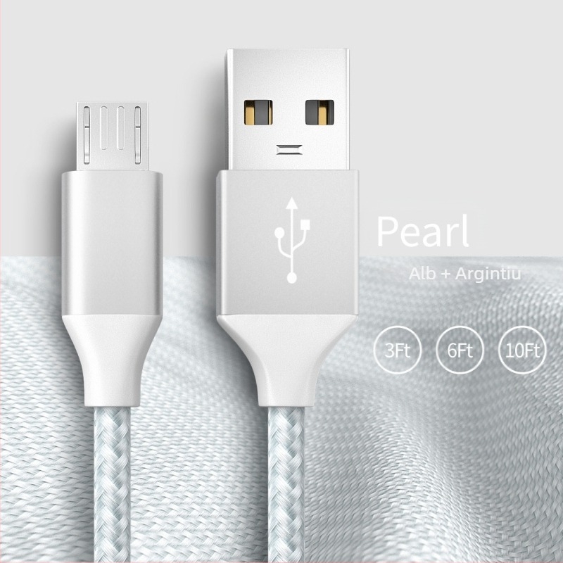 Neutral V8 cablu USB pentru date Android, din aluminiu țesut, încărcare rapidă, Type-C/Micro USB/Lightning, 18W
