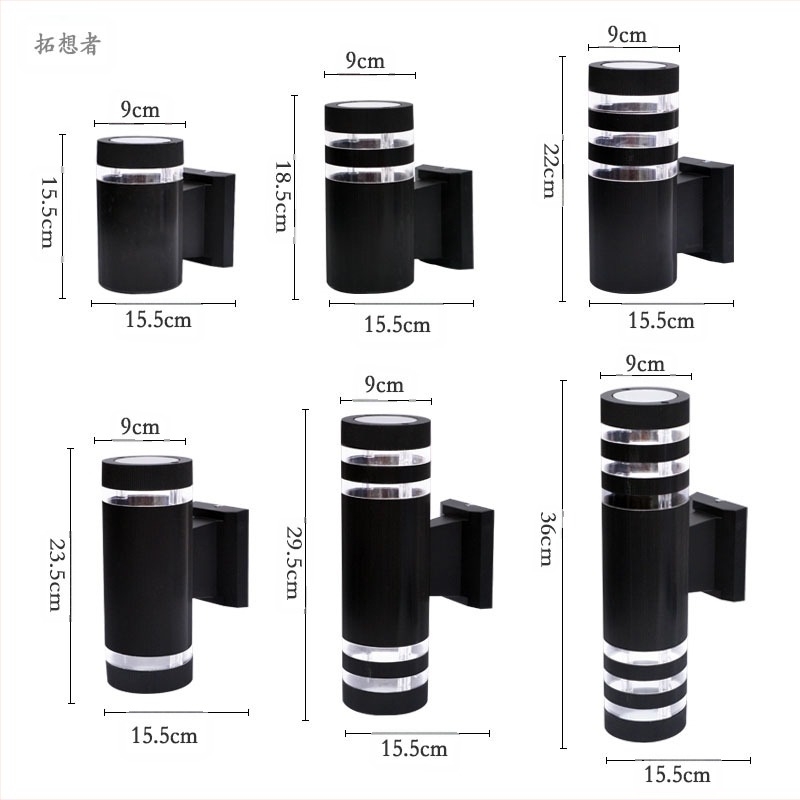 Lampă de perete exterior din plastic, protecție IP55, 2 LED, alimentare 110-220V
