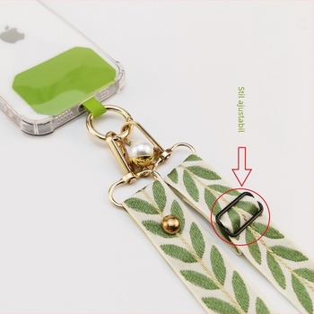 Șnur pentru telefon cu curea lungă reglabilă, pandantiv cu perlă, bandă din material textil, stil feminin (făcut manual • material: textile • multifuncțional)