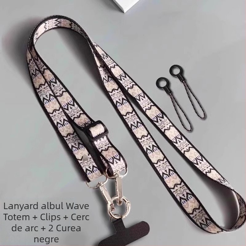 Șnur pentru telefon cu design retro totem, unisex, cataramă metalică, construcție metalică