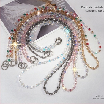 Geantă crossbody pentru telefon cu cristale cu mărgele, șnur din sârmă metalică (Material: cristal imitativ; Confecționat manual; Material șnur: sârmă metalică; Material cataramă: cataramă metalică; Brand: Blo bao)