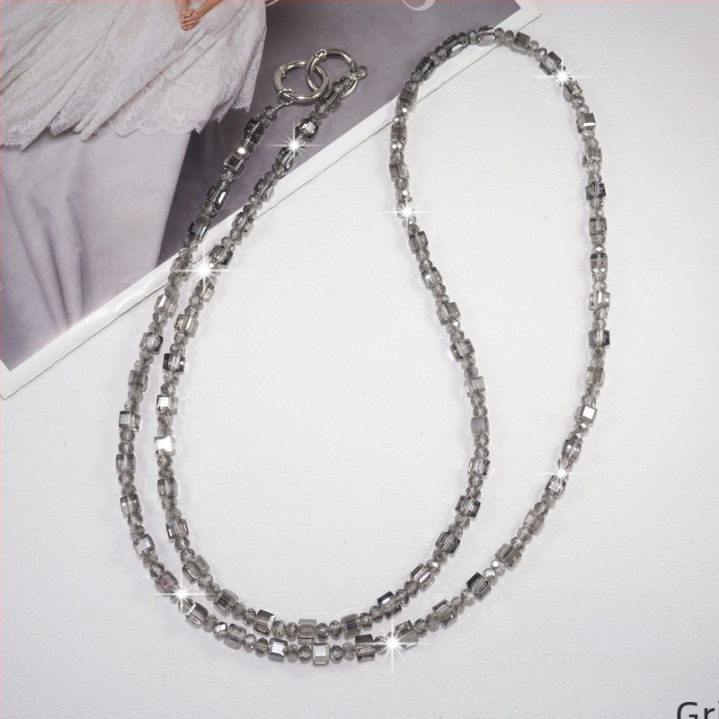 Geantă crossbody pentru telefon cu cristale cu mărgele, șnur din sârmă metalică (Material: cristal imitativ; Confecționat manual; Material șnur: sârmă metalică; Material cataramă: cataramă metalică; Brand: Blo bao)