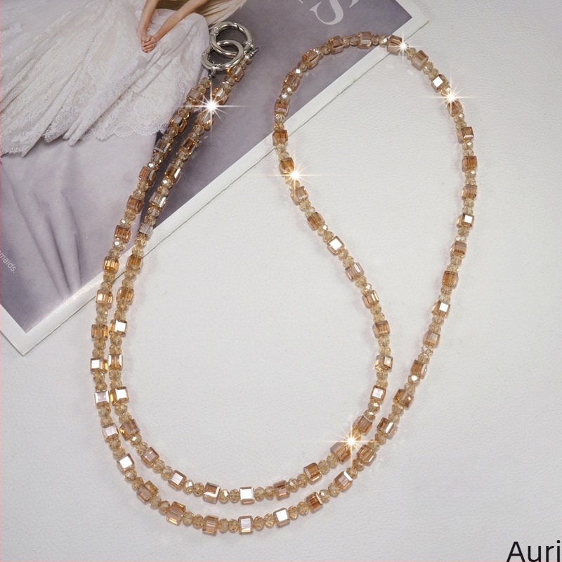 Geantă crossbody pentru telefon cu cristale cu mărgele, șnur din sârmă metalică (Material: cristal imitativ; Confecționat manual; Material șnur: sârmă metalică; Material cataramă: cataramă metalică; Brand: Blo bao)