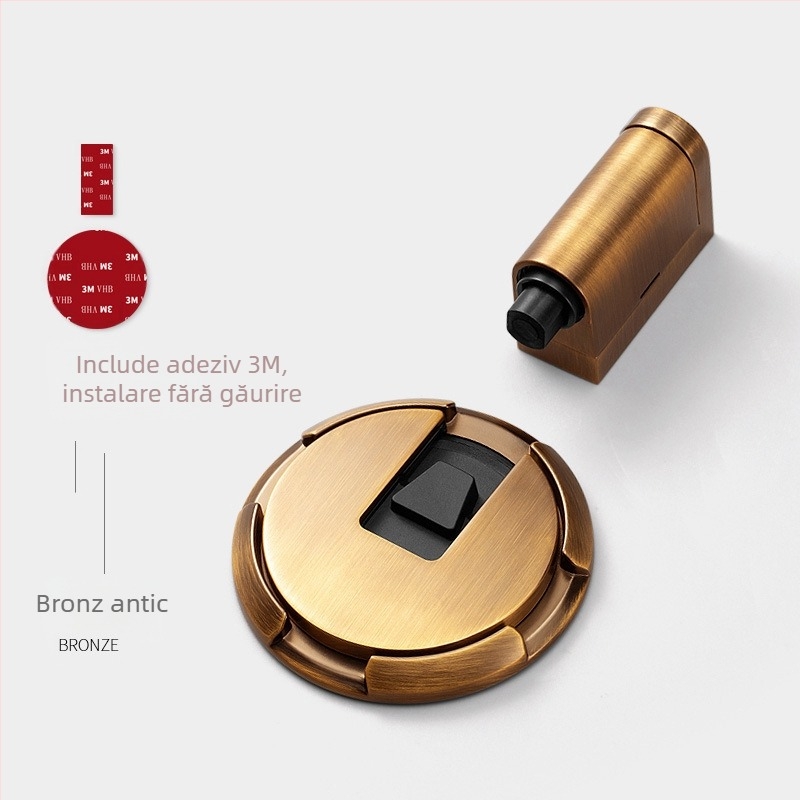 Stop de ușă cu aspirație pe podea, model 87006, aliaj de zinc, finisaj electroplate, montaj pe podea, acțiune manuală