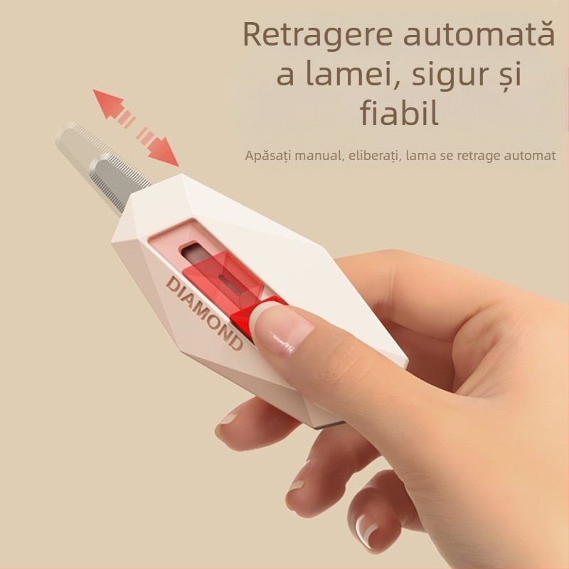 Cuțit magnetic mini pentru deschiderea coletelor - lamă interioară anti-adezivă, ABS + oțel inoxidabil, model 2625, greutate 15 g