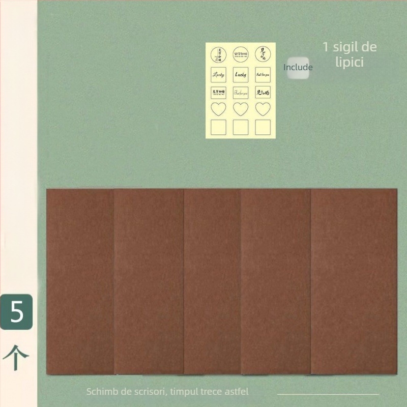 Set de plicuri goale din hârtie kraft cu fereastră – stil chinezesc, pentru scrisori de dragoste