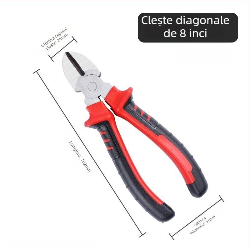 Clește cu încuriere pentru cabluri, clește multifuncțional, duritate de nivel industrial, lungimea capului de clemă 40, diametrul de tăiere 30