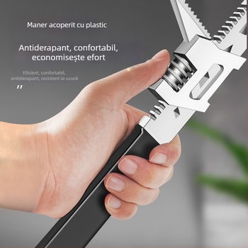 Clește pentru țevi de baie, unghi drept și reglabil, din oțel aliat crom-vanadiu