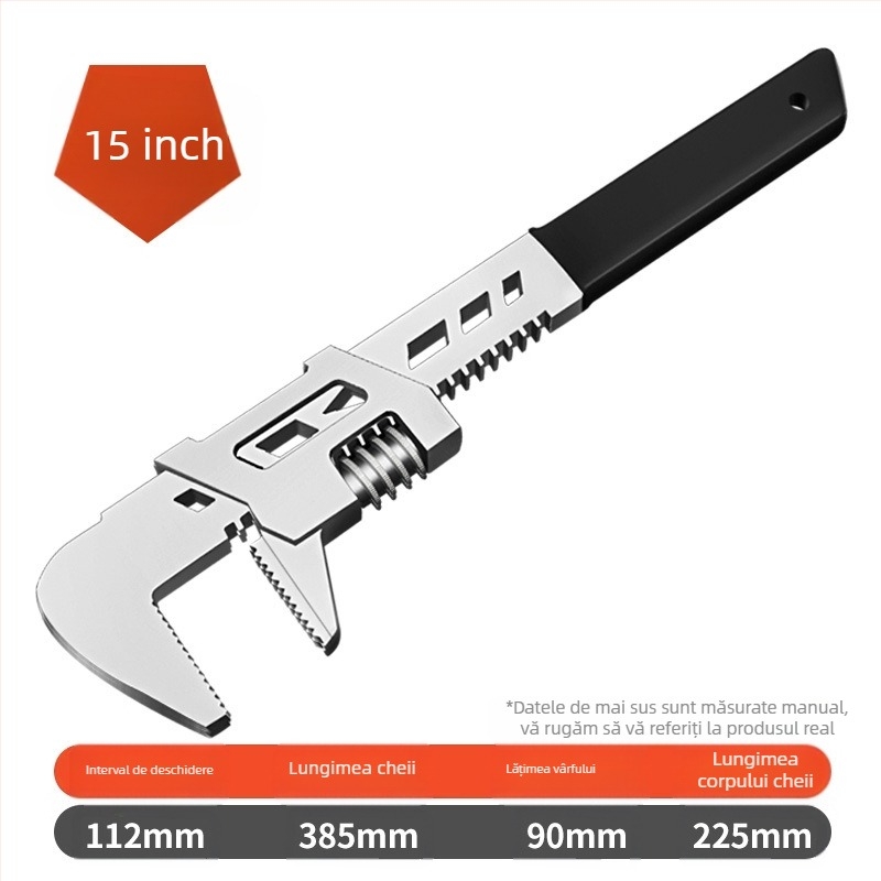 Clește pentru țevi de baie, unghi drept și reglabil, din oțel aliat crom-vanadiu