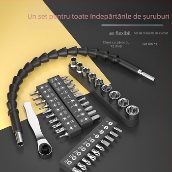 Fengwick Set de capete hexagonale pentru șurubelniță cu clichet – oțel crom-vanadiu, finisaj polizat, include cap mini clichet