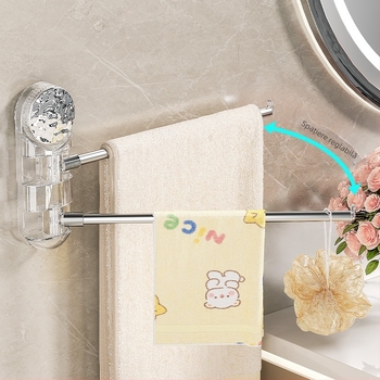 Suport pentru prosoape din oțel inoxidabil, cu ventuză, rotativ, fără găuri, cu brațe multiple