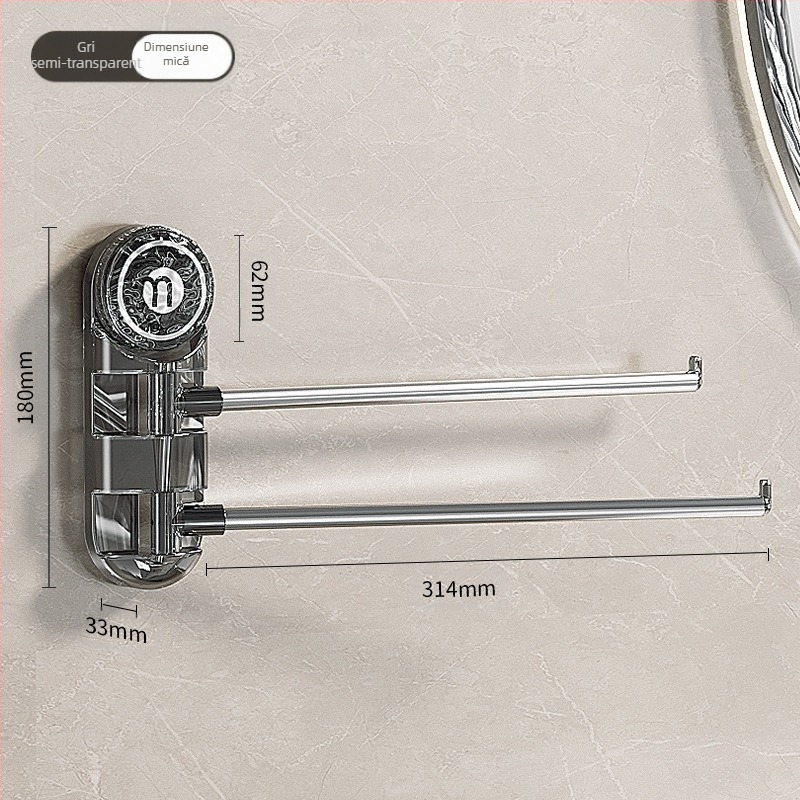Suport pentru prosoape din oțel inoxidabil, cu ventuză, rotativ, fără găuri, cu brațe multiple