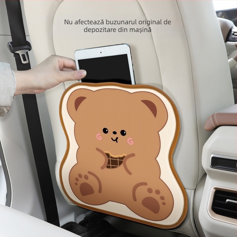 FASTRIDER Protecție universală a scaunului auto pentru copii – Organizator pentru bancheta din spate, model desen animat, umplere din burete, material PU, cu logo