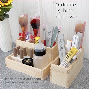 Set de manichiură — Cutie de depozitare din lemn în stil japonez, tavă pentru gel pen, organizator pentru pensule de praf, 0,16 kg