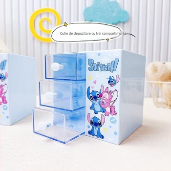 Cutie de depozitare cu trei compartimente – plastic, pătrată, siglă imprimată, personalizabilă