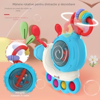 Set de zornăitoare pentru bebeluși cu animale desenate (elefant, melc) – plastic, pentru sugari 0–2 ani, jucărie interactivă părinte-copil