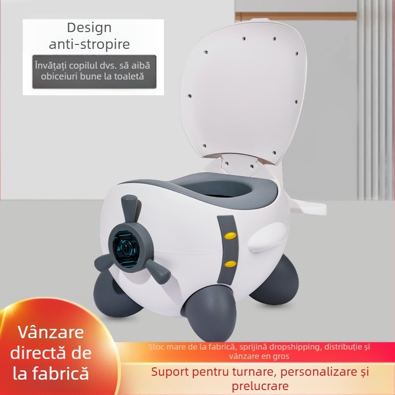 Vas de toaletă pentru copii, design avion, PP+PU, ambalare independentă, etichetă privată licențabilă