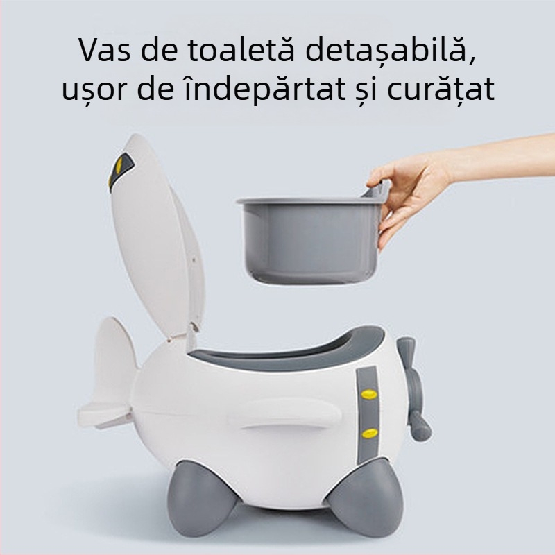 Vas de toaletă pentru copii, design avion, PP+PU, ambalare independentă, etichetă privată licențabilă