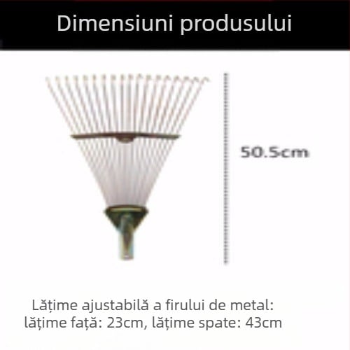Grebă retractabilă pentru frunze, din oțel cu sârmă, pentru grădină și uz casnic