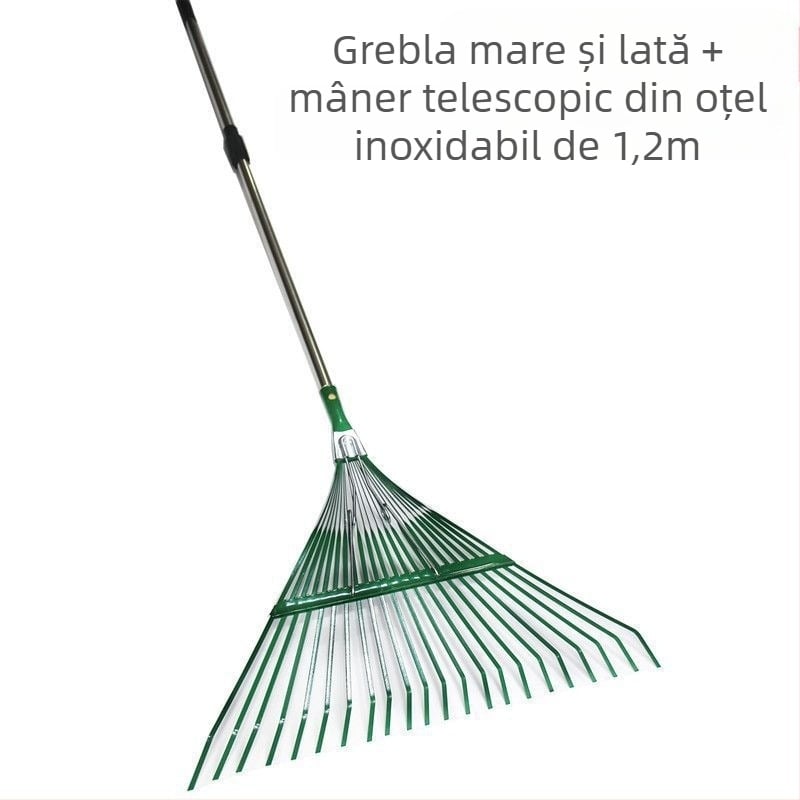 Grebă retractabilă pentru frunze, din oțel cu sârmă, pentru grădină și uz casnic