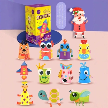 Kit de vopsire pentru copii cu pahare din hârtie – DIY, jucărie educativă de artă; Material: Hârtie; Brand: Hibiscus angel; Vârstă potrivită: 4-6 ani; Ambalaj: Cutie
