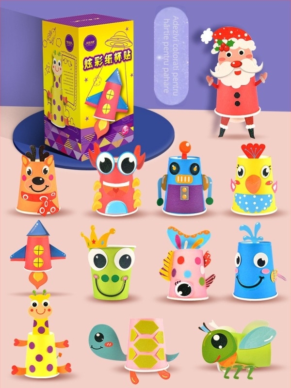 Kit de vopsire pentru copii cu pahare din hârtie – DIY, jucărie educativă de artă; Material: Hârtie; Brand: Hibiscus angel; Vârstă potrivită: 4-6 ani; Ambalaj: Cutie