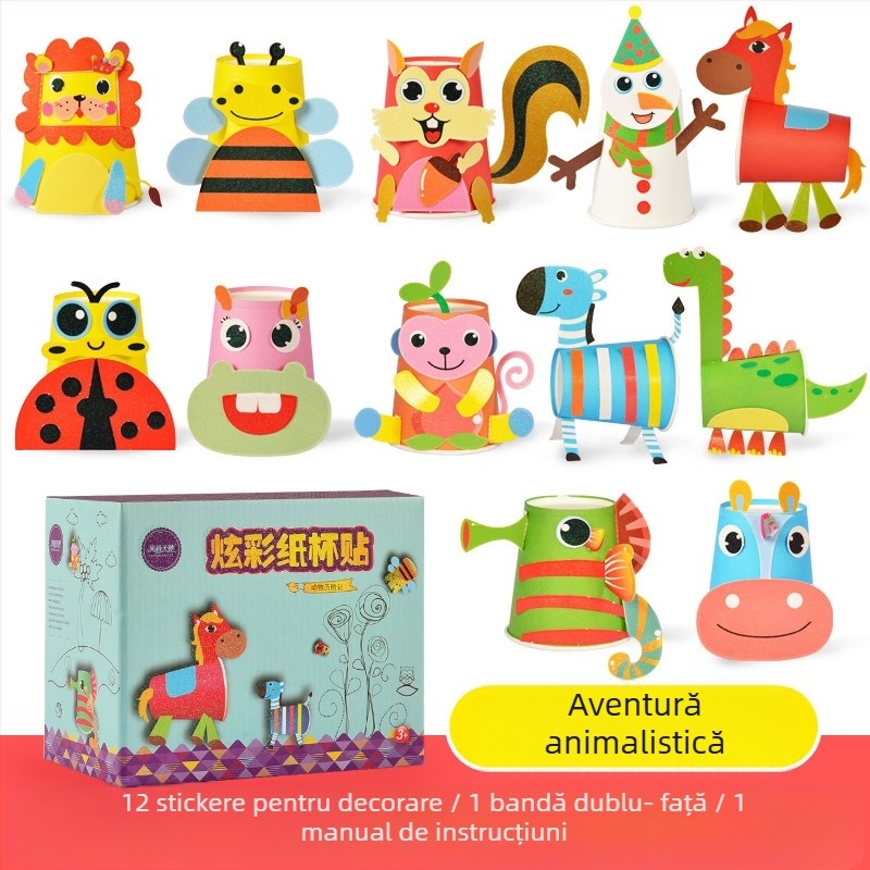 Kit de vopsire pentru copii cu pahare din hârtie – DIY, jucărie educativă de artă; Material: Hârtie; Brand: Hibiscus angel; Vârstă potrivită: 4-6 ani; Ambalaj: Cutie