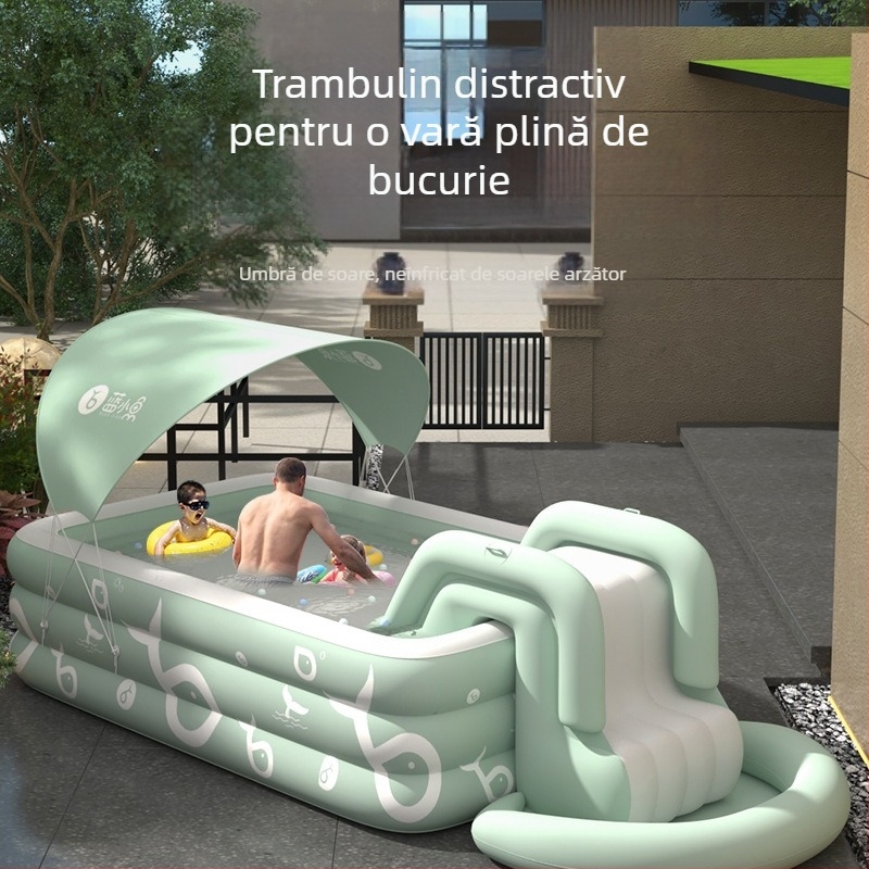 Piscină gonflabilă Mandola, model Blue Fish, PVC material, pentru înot și bălăceală în apă mică