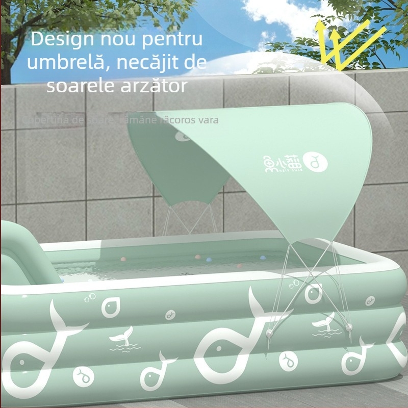 Piscină gonflabilă Mandola, model Blue Fish, PVC material, pentru înot și bălăceală în apă mică