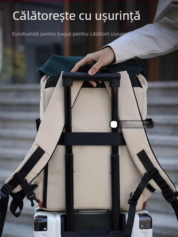 Rucsac unisex cu capacitate mare din nylon pentru drumeții și călătorii, protecție a coloanei, 36–55L, curele cu pernă de aer, stil urban minimalist, geantă pentru campus/școală