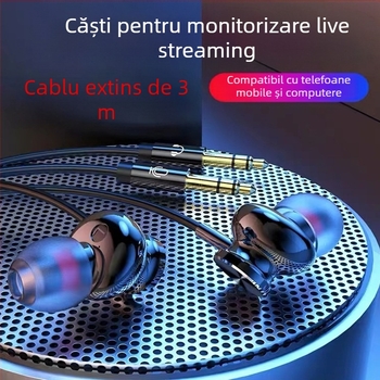 Căști in-ear cu fir, microfon, cablu de 3 m, conector 3,5 mm, 32 Ω, interval de frecvență 20 Hz-20 kHz