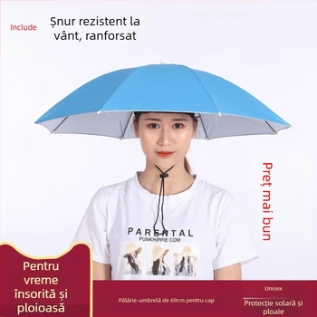 Pălărie cu umbrelă, protecție solară, purtată pe cap, potrivită pentru recoltarea ceaiului și pescuit