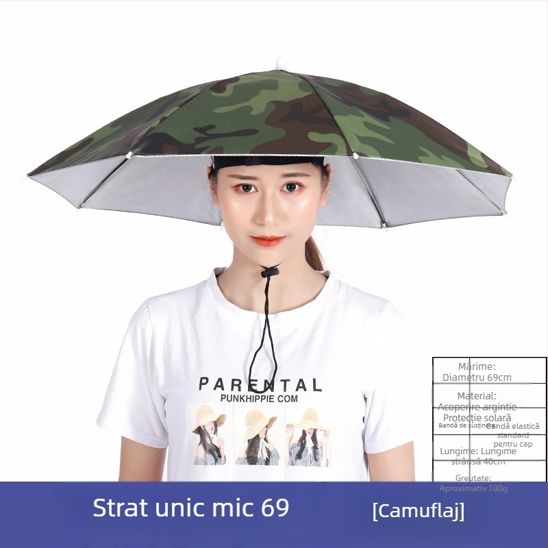 Pălărie cu umbrelă, protecție solară, purtată pe cap, potrivită pentru recoltarea ceaiului și pescuit