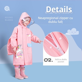 Poncho de ploaie pentru copii, material EVA, grosime 0.15, greutate 250 g, pentru copii