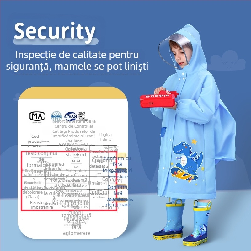 Poncho de ploaie pentru copii, material EVA, grosime 0.15, greutate 250 g, pentru copii