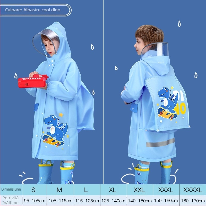 Poncho de ploaie pentru copii, material EVA, grosime 0.15, greutate 250 g, pentru copii