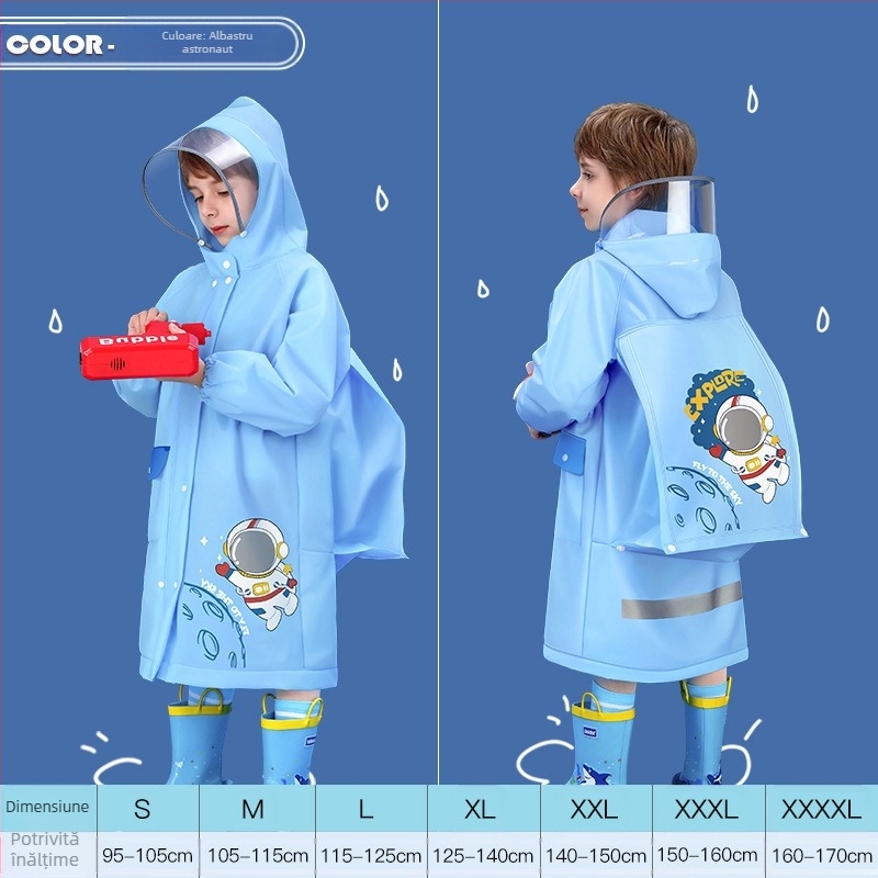 Poncho de ploaie pentru copii, material EVA, grosime 0.15, greutate 250 g, pentru copii
